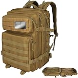 RooPoke Military Tactical Backpack Army Daypack45L - Assault Pack for Men, Molle Backpacks Bug Out Bag 3 Day Pack for Hiking Camping Hunting Rucksack-tan