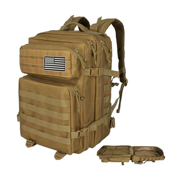 Military-Tactical-Backpack-Army-Daypack45L-Assault-Pack-for-Men-Molle-Backpacks-Bug-Out-Bag-3-Day-Pack-for-Hiking-Camping-Hunting-Rucksack-tan RooPoke Military Tactical Backpack Army Daypack45L - Assault Pack for Men, Molle Backpacks Bug Out Bag 3 Day Pack for Hiking Camping Hunting Rucksack-tan