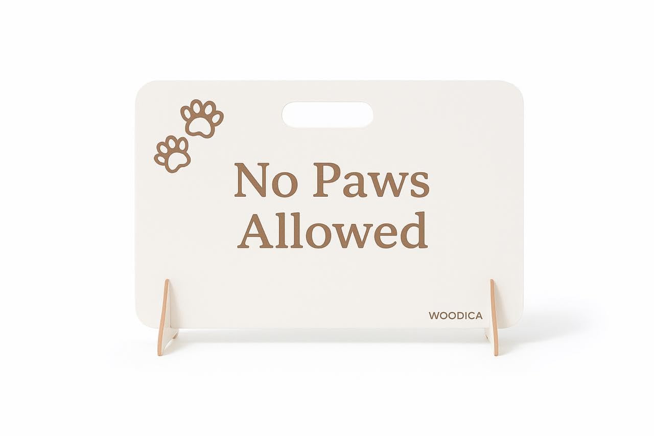 Woodica White No Paws Wooden Stopper Barrier – Freestanding Dog Stopper For Stairs | Dog Barrier Gate | Portable Wooden Pet Stopper | Puppy Gate For Stairs Indoor | No Drilling Required (70Cm (H) X 70Cm (W))