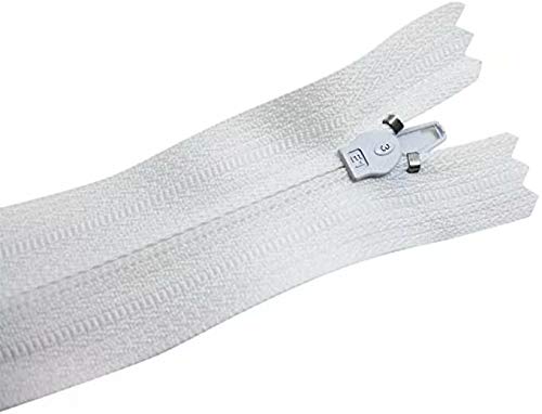 E-Goal Nähmaschinenspulen – 20 Stück, 35 Cm Lang, Nylon, Geschlossene Spule Mit Reißverschluss (weiß)