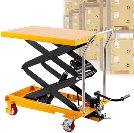Carrello elevatore idraulico con 4 ruote, per movimentazione dei materiali, design ergonomico, struttura resistente, altezza regolabile per un facile caricamento