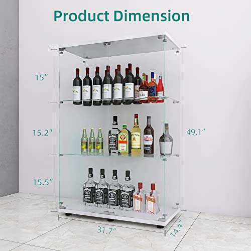 Image of LFT HUIMEI2Y 3-Tier Glass Display Cabinet with Lock, Display Case White