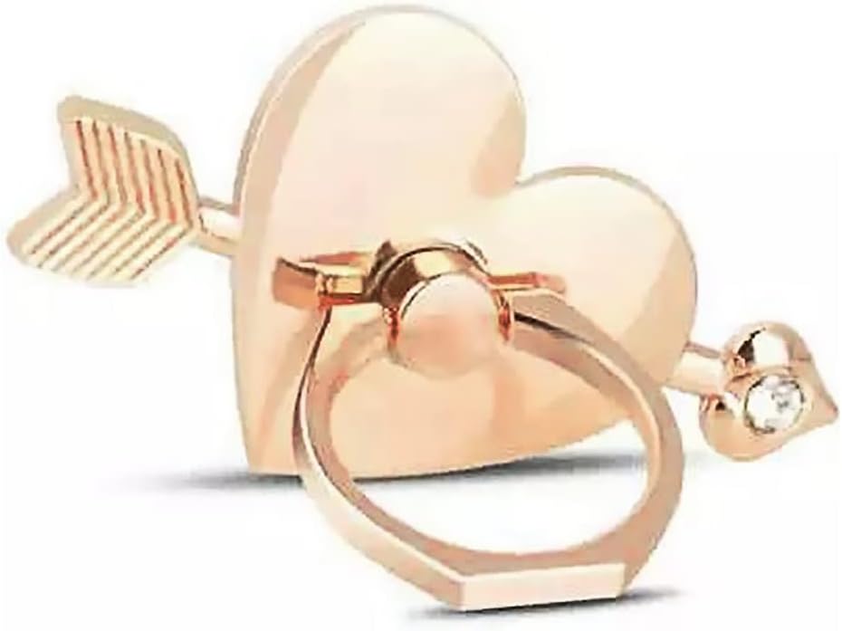 Love Heart Ring Holder for Cell Phone Case, Cupid's Arrow Bling Glitter Sparkly Cell Phone Ring Holder for Phone, Gold iPhone Ring Holder Grip for Back of Phone, Cute Ring Finger Kickstand Stand