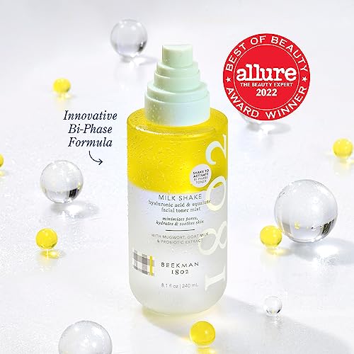 Beekman 1802 Milk Shake - 8 Oz - Hyaluronic Acid & Squalane Facial Toner Mist - Hydrates & Relieves Redness - Non-Comedogenic, Alcohol Free & Cruelty Free #TOP2