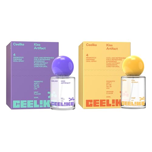 CEELIKE Oral Spray (2-Pack) Fresh Breath Spray Mint and Orange Flavors Long-Lasting Freshness for Oral Health Alcohol-Free 20ml