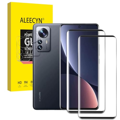 [2+2Piezas] Protector de Pantalla para Xiaomi 12 Pro 5G, 3 Cristal Templado y 3 Protectores de Lente de Cámara, Ultra HD Cristal Vidrio Templado, 12H Dureza, Sin burbujas, Anti-Arañazos
