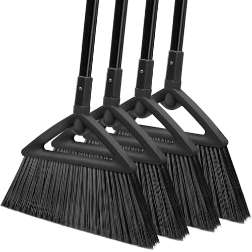 Image of Heavy Duty Black Angle Broom with Long Handle - 4 Pack