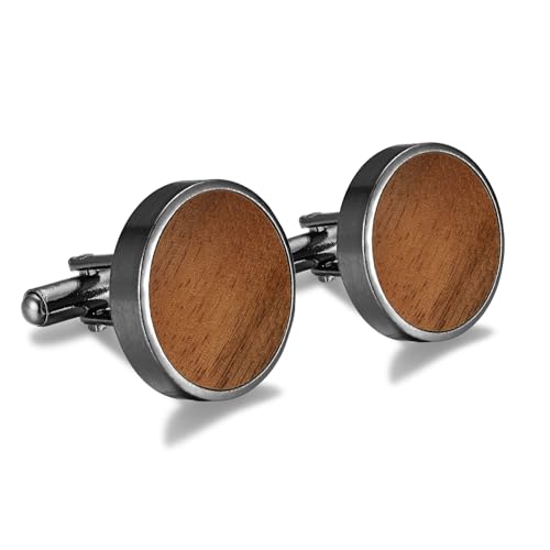 Men's Cufflinks Wood grain, Cufflinks for Men Round Solid for Regular Wedding Business Accessories Best Men3