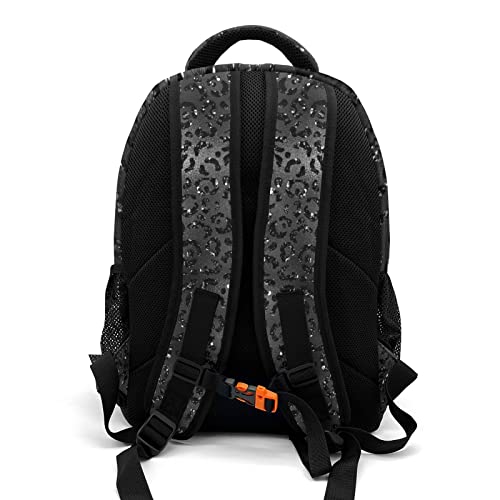 Leopard Bling Print Black Backpack Multifunctional Waterproof Laptop Bag for Travel Gift3
