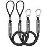Bungee Boat Dock Line mit 316 Edelstahlclip Bootszubehör,122cm Anlegeleine für Boote, PWC, Kajak, SeaDoo, Jetski, Ponton, Motorboot Integrierter Snubber(2 Stück Schwarz)
