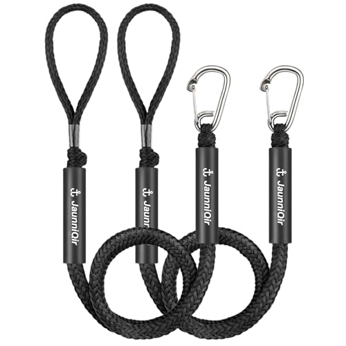 Bungee Boat Dock Line mit 316 Edelstahlclip Bootszubehör,122cm Anlegeleine für Boote, PWC, Kajak, SeaDoo, Jetski, Ponton, Motorboot Integrierter Snubber(2 Stück Schwarz)