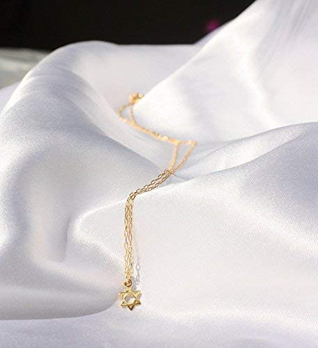 Tiny GOLD Star Of David Necklace Unisex 