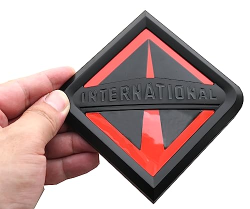 Image of 1x Grille International Emblem Truck Front Hood Badge Logo Replacement for International Truck All Series 3550901C2 (Black /Orange)