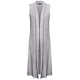 Jacke / Strickjacke für Damen, langärmlig, Maxi, Boyfriend, Übergrößen, Größe 38 – 46 Gr. XL, Grey Sleeveless