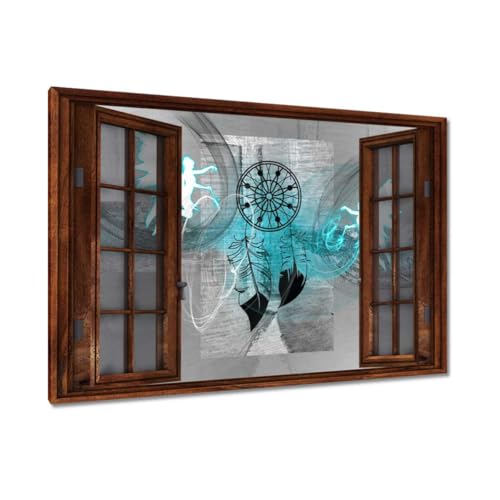 Peinture imprimée sur toile décoration murale 90x60cm tableau attrape-rêves chambre H2489M