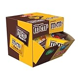 M&M'S Milk Chocolate & M&M'S Peanut Fun Size Candy Individually Wrapped Milk Chocolate Variety Pack Pantry Cube Easy Open and Close Dispenser for Convenient Snacking, 50 Ct Bulk Box