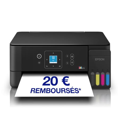 Epson EcoTank ET-2922 | pour Les domiciles Actifs | Wi-FI | A4 | Impression, Copie, numérisation | Écran LCD | Compatible AirPrint | Compacte | Jusqu’à 3 Ans d’Encre Inclus