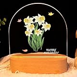 Fallover Lampara Personalizada con Nombre, Luz Nocturna Infantil de Metacrilato Base de Madera, Regalos Bebes Recien Nacidos, Regalo Bautizo Niño, Regalos Originales Bebe Navidad Cumpleaños, Estilo 10