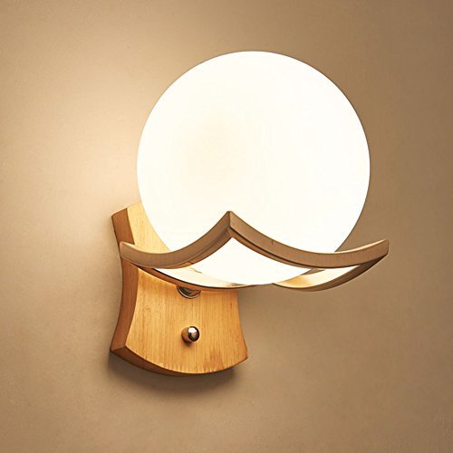 Aplique de pared LED de madera maciza moderna de una sola cabeza para dormitorio