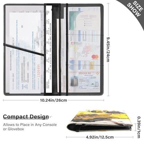 Car Registration and Insurance Holders Samurai Yellow Print, PU Leather for License Documents Cards3