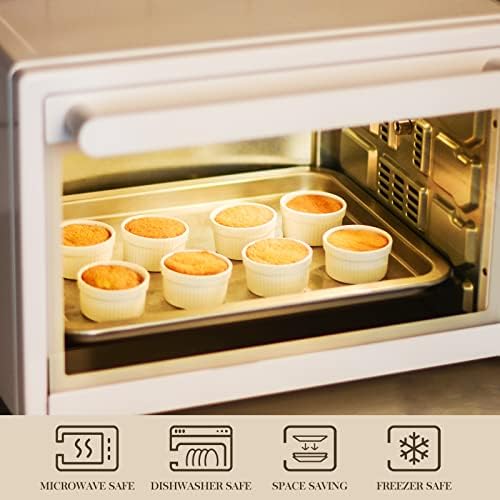 MALACASA Porcelain Ramekins, 55ml 24-Piece Ivory White Baking Cups Oven Safe Ramekins Bowls Set for Creme Brulee, Custards, Pudding, Jams, Sauce and Dips, Series Ramekin