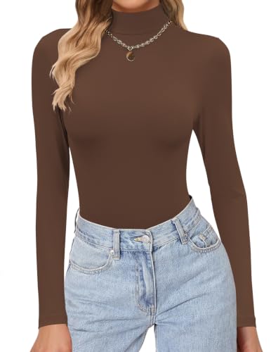Image of Ekouaer Womens Turtleneck Shirts Long Sleeve Lightweight Fitted Thermal | Mock Neck, Soft Base Layer Tops, Underwear Stretchy Fit, Buttery Soft Undershirts, Fashion Winter Clothes