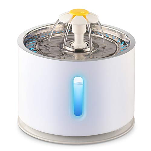 LED Pet Water Fountain 2.4l Automatic Electric 100~240V Dog/Cat Drinking Stainless Tray Easy to Clean