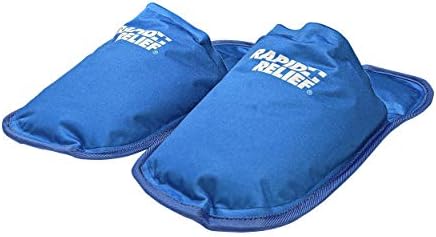 Rapid Relief RA11550 Premium Reusable Hot And Cold Gel Slippers 5"x12" Hot Therapy/Cold Therapy/Swollen Feet, Blue