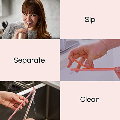 Rain Straw - Easy Clean Reusable Drinking Straws That Snap Open For Easy Cleaning - No Cleaning Brush Or Cleaner Needed - Eco Friendly Bpa Free 10.5" Long Plastic Straws For Tumbler (Classic, 5 Pack) #TOP2