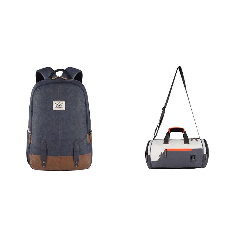 Gear Cello Classic Anti Theft Faux Leather 20 Ltrs Navy Laptop Backpack (LBPCLSLTH0519)