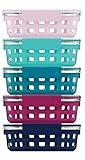 Ello Duraglass Glass Food Storage Meal Prep Containers - Glass Food Storage Meal Prep Bowls with Silicone Sleeve and Airtight Lids, 10 piece 5 pack, Evening Orchard, 3.4 Cups