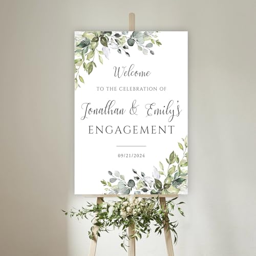 CALLA DECORGIFTS Engagement Welcome Sign, Greenery Engagement Party Sign, We're