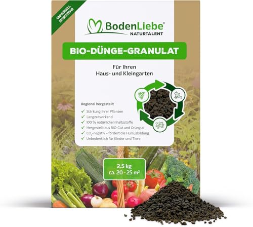 BodenLiebe Bio Pflanzendünger Granulat – Universal Langzeitdünger für Obst, Gemüse, Blumen & Kräuter – 100% natürlich, chemiefrei, regional hergestellt (2,5kg)