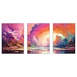  SHYAMIC Rose Lot de 3 posters Art Décoration Murale Toile, Forêt colorée abstraite Tableau Famille Salon Art Mural Décoration Murale - 40x60cmx3 Sans cadre