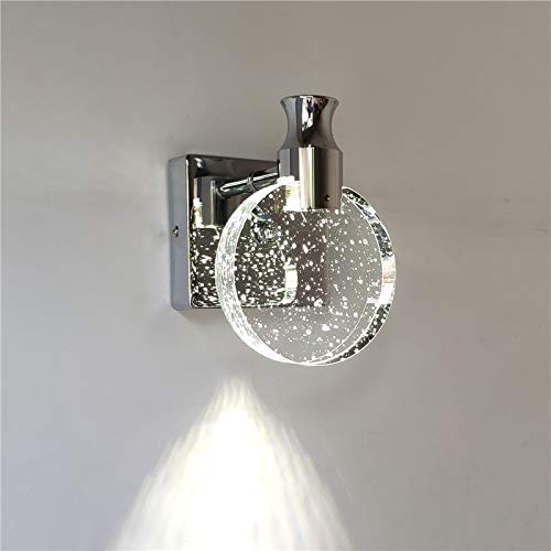 Lampe de chevet murale argent et cristal pour lecture de nuit