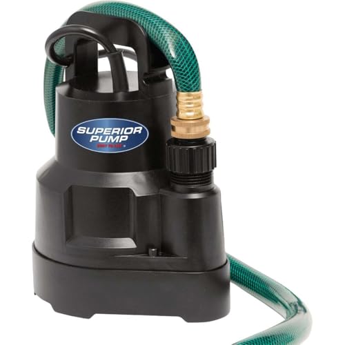 Superior Pump 91016 Thermoplastic Oil-free Utility Pump, 1/6 HP, Black