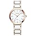 Damen Uhren, Allskid Minimalistisch Wählen Strass Dekor Stehlen und Keramik Uhrenarmband Analog Quarz Frau Armbanduhr (30mm, A-Weiß)