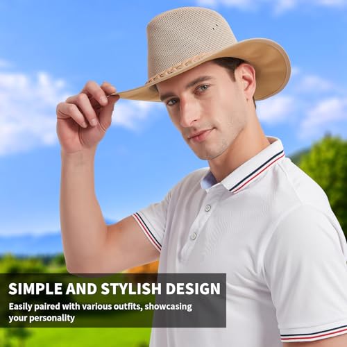 Mesh Sun Hat for Men Golf Soaker Hats Summer Beach Safari Wide Brim Fishing Cap Outdoor