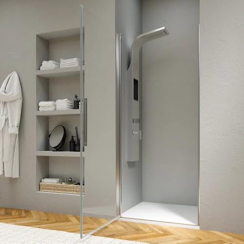 Puerta de ducha de 100 cm Elba batiente con cristal transparente de 6 mm 3