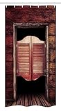 Ambesonne Western Stall Shower Curtain, Old Rustic Wooden Door and Wild West Cowboy Antique Bar...