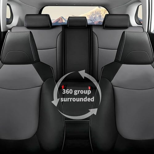 Image of AOMSAZTO Custom Fit for Toyota Corolla Cross Hybrid 2023 2024 2025 Faux Leather Car Seat Covers Full Set Compatible Airbag Corolla Cross Hybrid S,SE,XSE Seat Protector Sedan Black+Grey