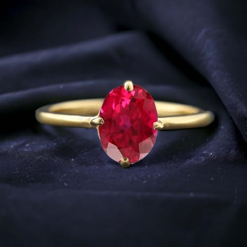 Oval Ruby Ring, July Birthstone Ring, Red Gemstone Ring, Birthday Gift for Her Women Solitaire Jewelry Customized Promise Ring2