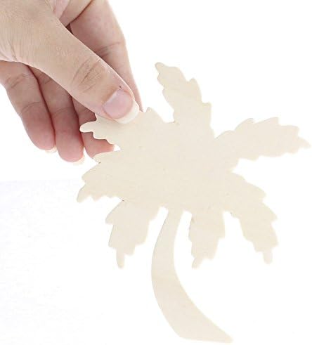 Pack of 24 Unfinished Wooden Tropical Palm Tree Cutouts - Coastal Beach Pool Theme Wood Shapes for Arts and Crafts (Size- 5-1/4" high)