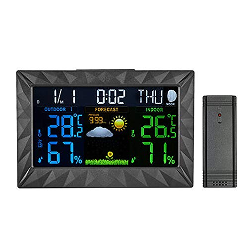 Wetterstation, Uhr mit Wetter, Farb Großen Display, Mondphase, Wecker, Temperatur und Feuchte-Monitor-Lehre