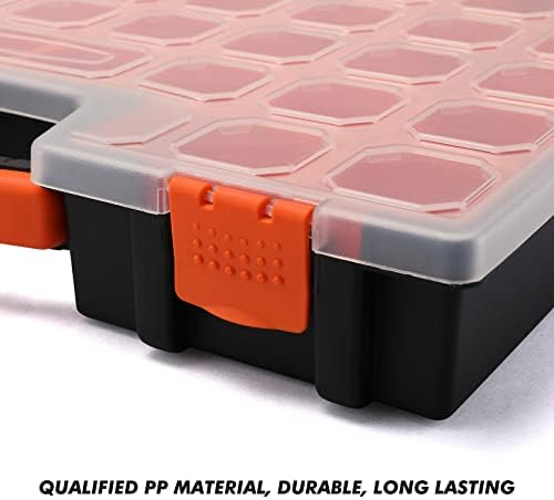 CASOMAN Multi-Purpose Portable Plastic Organizer with 24 different Size Removable Bins, Organizers and Storage Case for Hardware, Screws, Bolts, Nuts, Nails, Tools, Arts