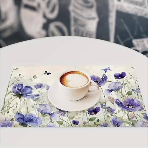 Set de table napperons à fleurs de ferme papillon lavande rustique 4 pièces - 5