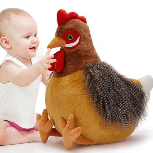 Image of BENINY 25.5 Inch Giant Chicken Stuffed Animal, Realistic Jumbo Hen Plush Toy, Soft Farm Animal Plushie for Kids, Girls, Boys, Easter Christmas Birthday Gifts
