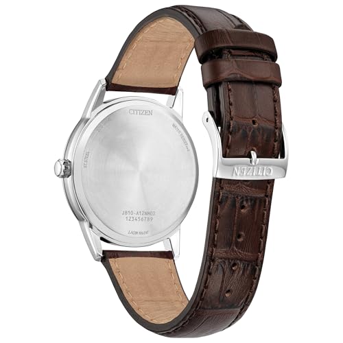 Image of Citizen Men's Classic Eco-Drive Leather Strap Watch, 3-Hand Date