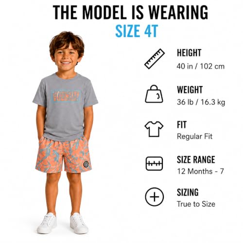 Image of Volcom Baby Boys Swim Set - 2 Piece Short Sleeve Swim Shirt Graphic Tees & Board Shorts - Infant Toddler Little Boys Swimsuit