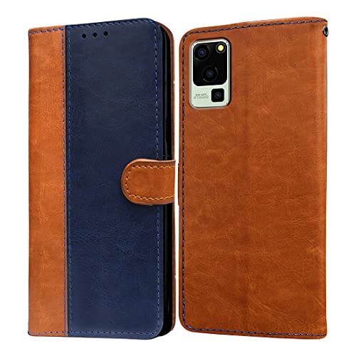 Image of Amazon Brand - Solimo Flip Leather Mobile Cover (Soft, Flexible & Kickstand Back case) Compatible for Lava Blaze 5G (CamelBlue)